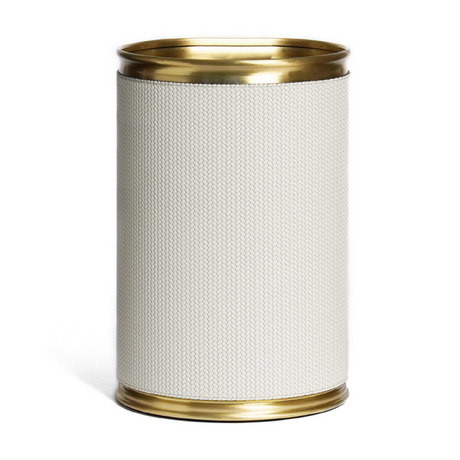 Leather Covered Round Metal Bin | Pinetti | OROA.com
