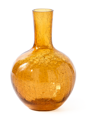 Yellow Crackled Glass Vase | Pols Potten Ball Body | Oroa.com
