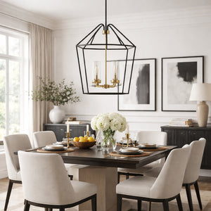  Modern European furniture - Geometrical Black Framed 4-Light Chandelier - www.oroa.com | Oroa.com