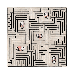 Human Faces Print Carpet 6'7" x 6'7" | Qeeboo Labyrinth | Oroa.com
