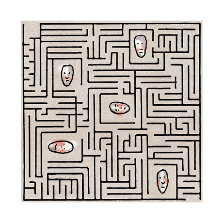 Human Faces Print Carpet 6'7" x 6'7" | Qeeboo Labyrinth | Oroa.com