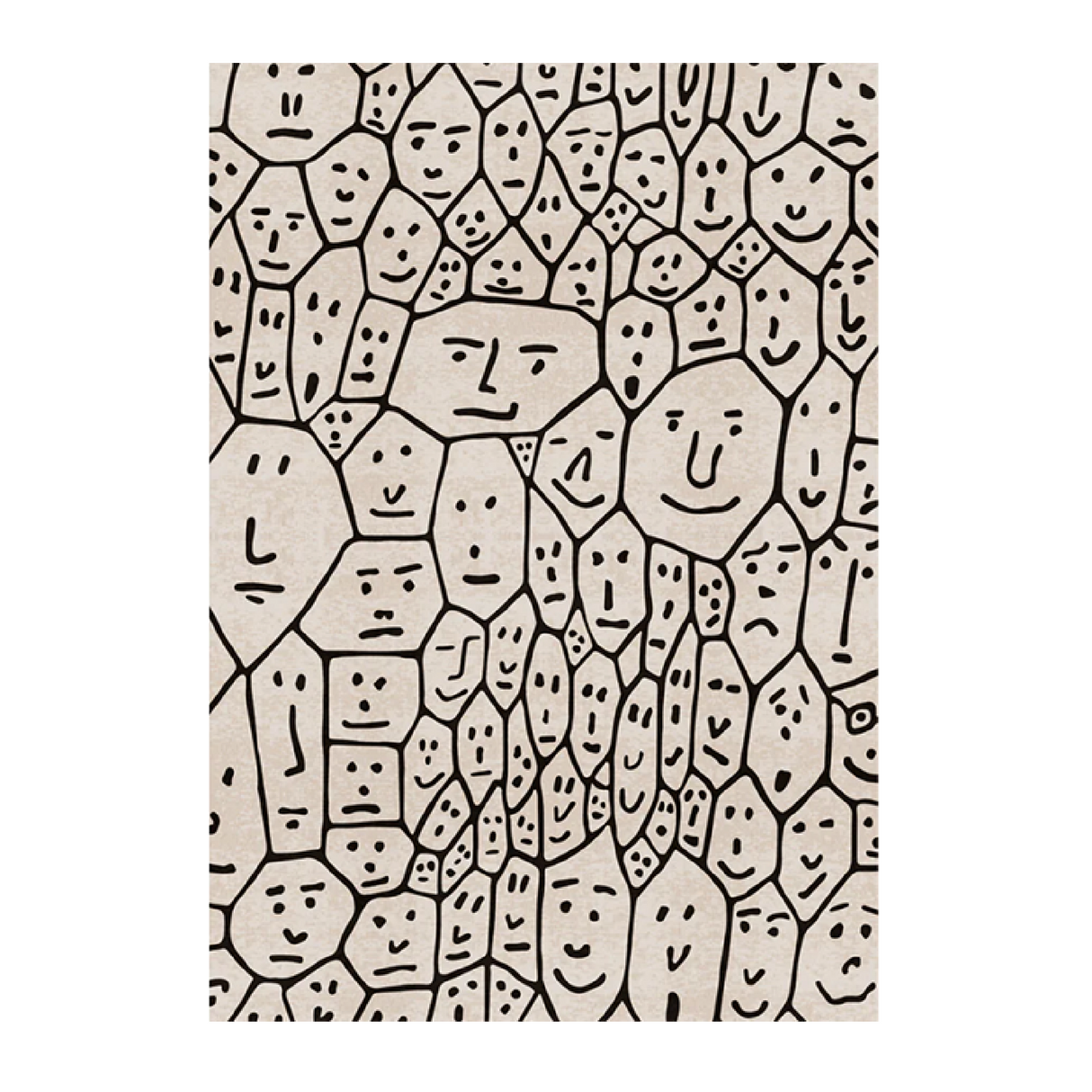 Face Illustration Beige Rug 10' x 6'7" | Qeeboo People One | OROA.com