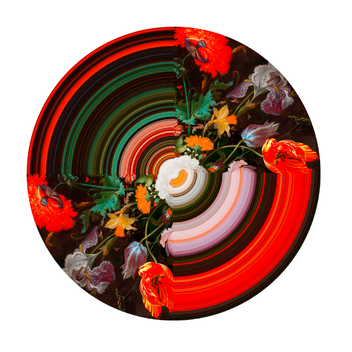 Floral Pattern Round Rug | Qeeboo Glitch | OROA.com