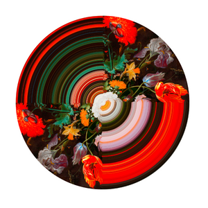 Floral Pattern Round Rug | Qeeboo Glitch | OROA.com