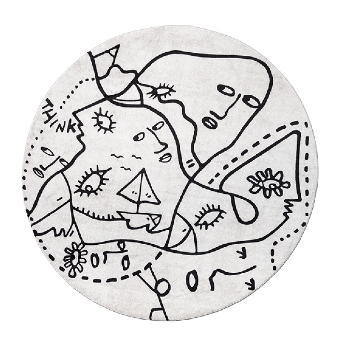 Black & White Round Rug | Qeeboo Summer Trip | OROA.com