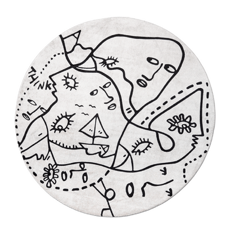 Black & White Round Rug | Qeeboo Summer Trip | OROA.com