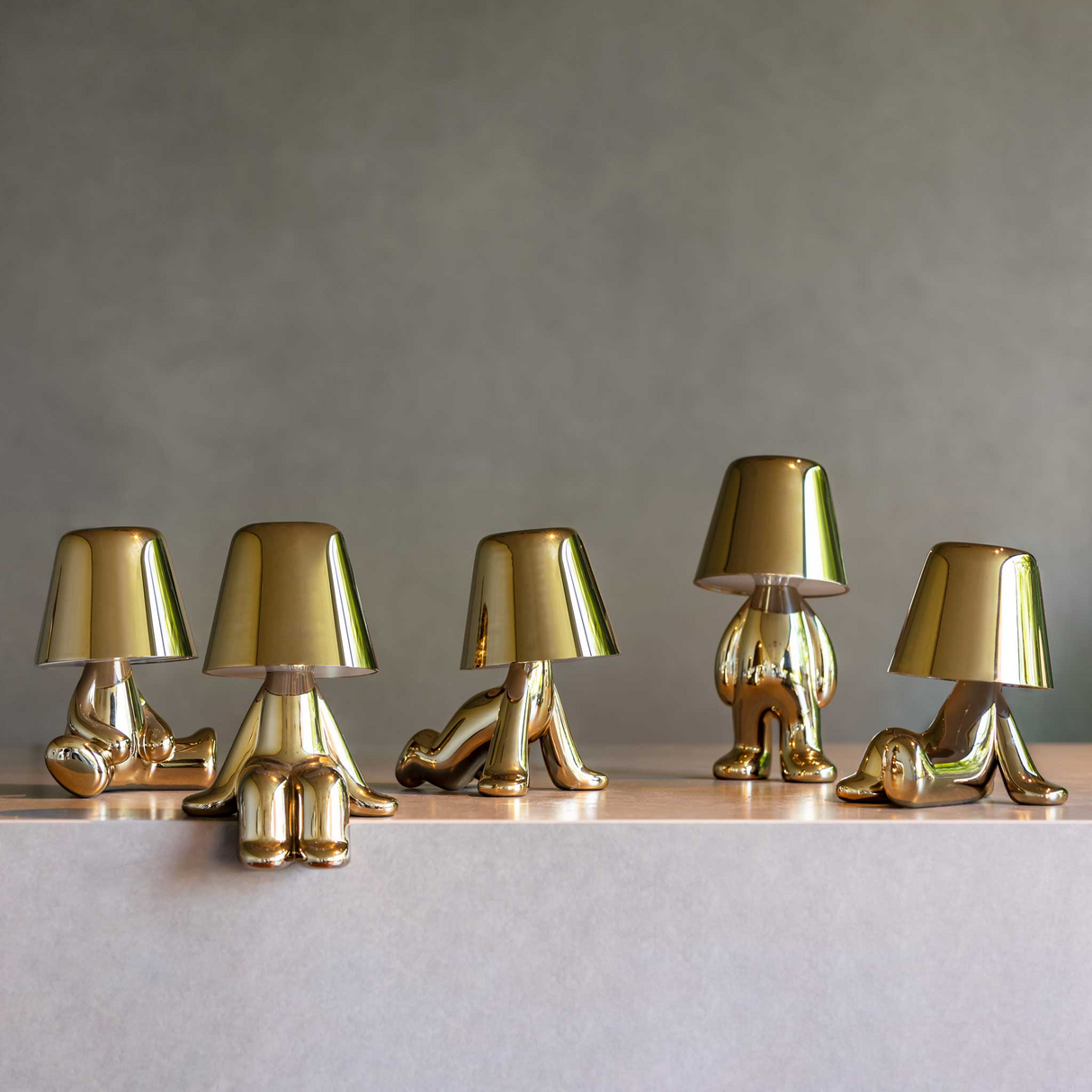 Metallic Child Figurine LED Lamp | Qeeboo Golden Brothers | OROA.com