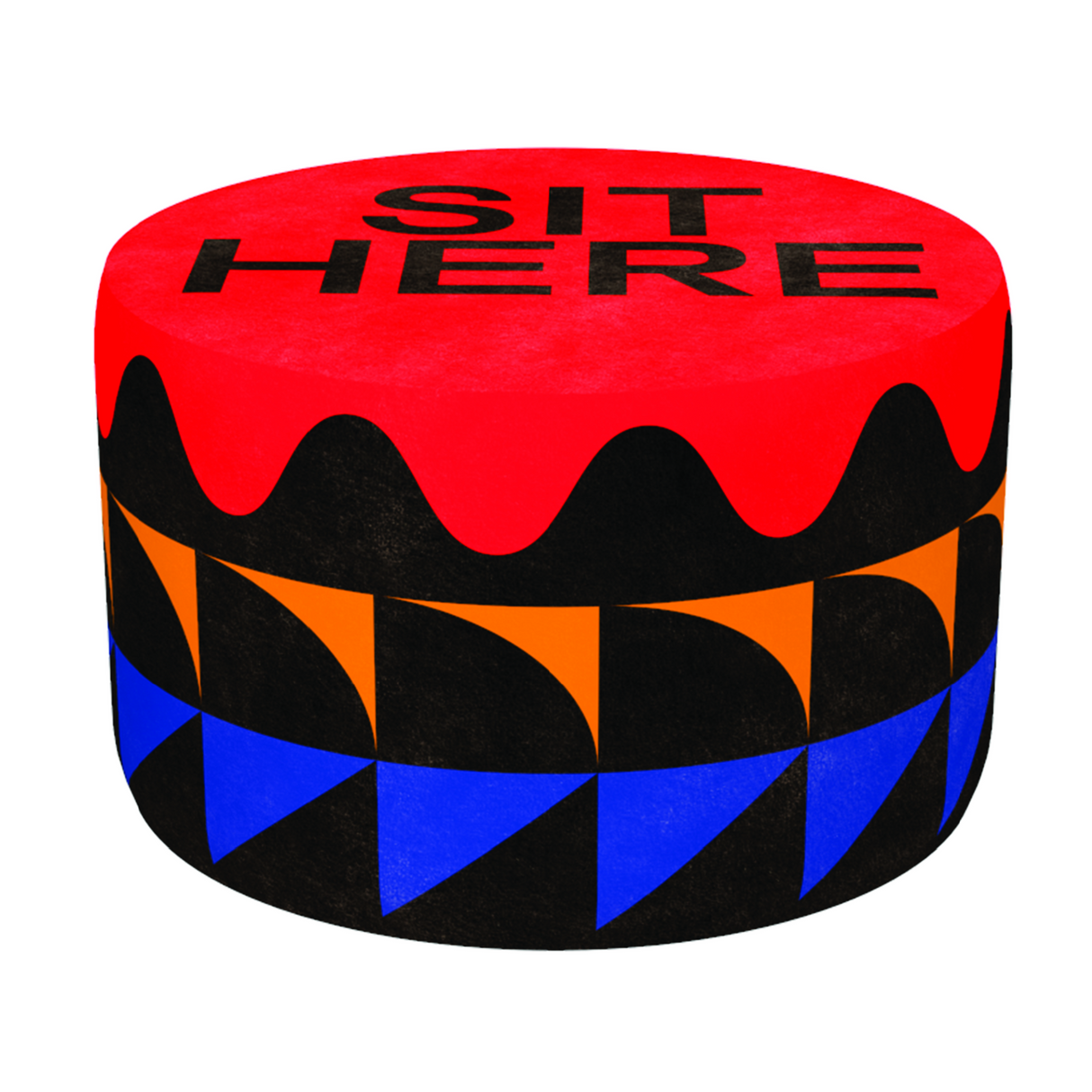 Multicolored Print Pouf | Qeeboo Oggian Sit Here | OROA.com