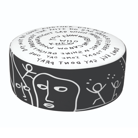 Stylized Drawings Round Pouf L | Qeeboo Dawn | OROA.com