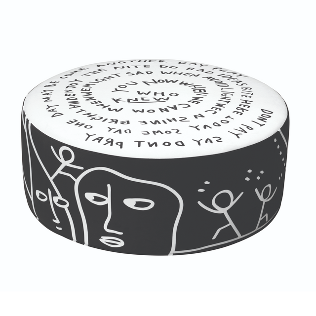 Stylized Drawings Round Pouf L | Qeeboo Dawn | OROA.com