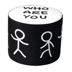 Stylized Drawing Cylinder Pouf S | Qeeboo Who Are You | OROA.com