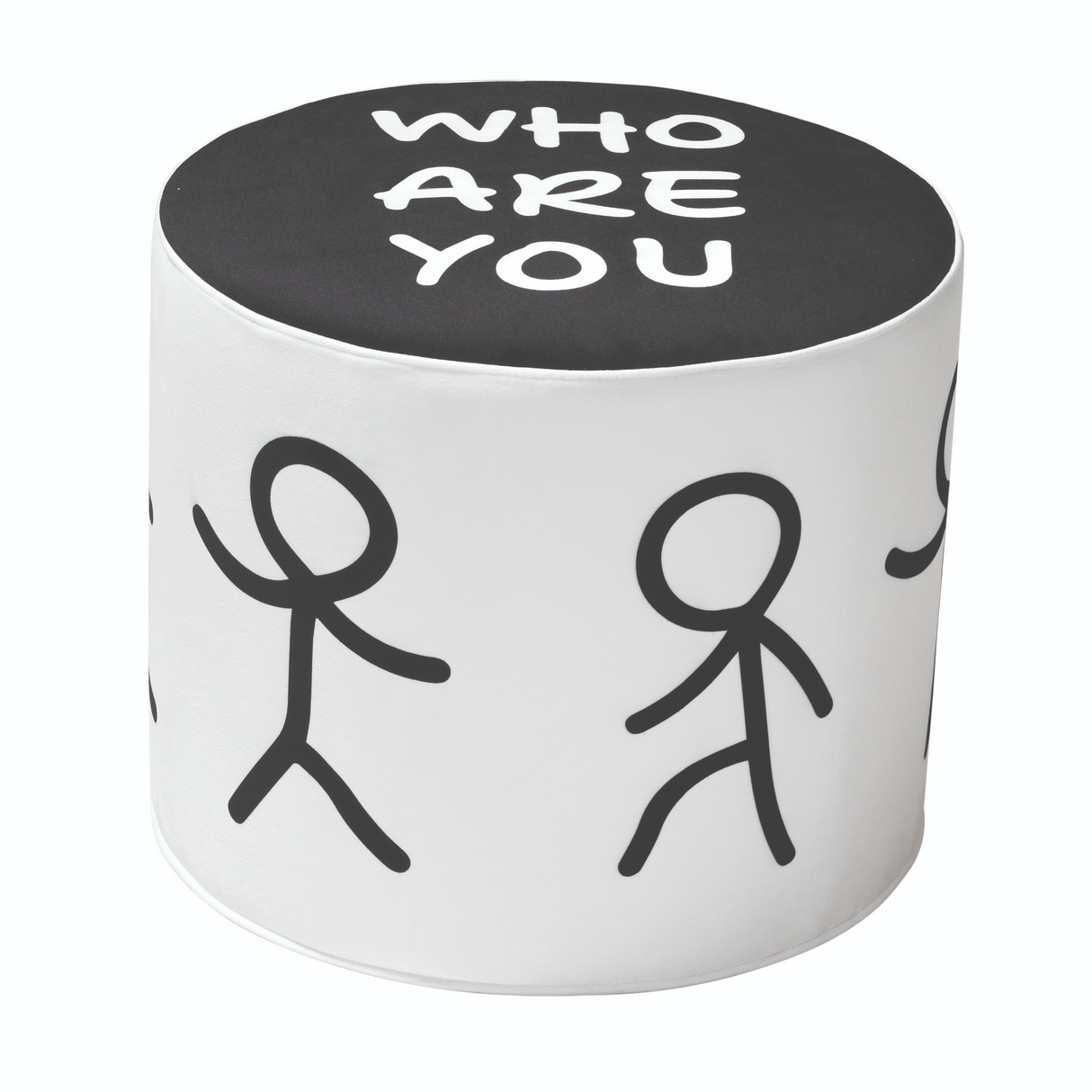 Stylized Drawing Cylinder Pouf S | Qeeboo Who Are You | OROA.com