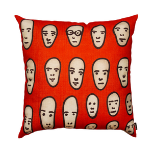 Illustrated Design Cushion | Qeeboo Faces on Red | Oroa.com