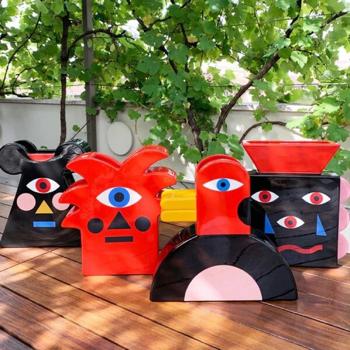 Conical Figurative Ceramic Vase | Qeeboo Oggian Mister Mouse | OROA.com