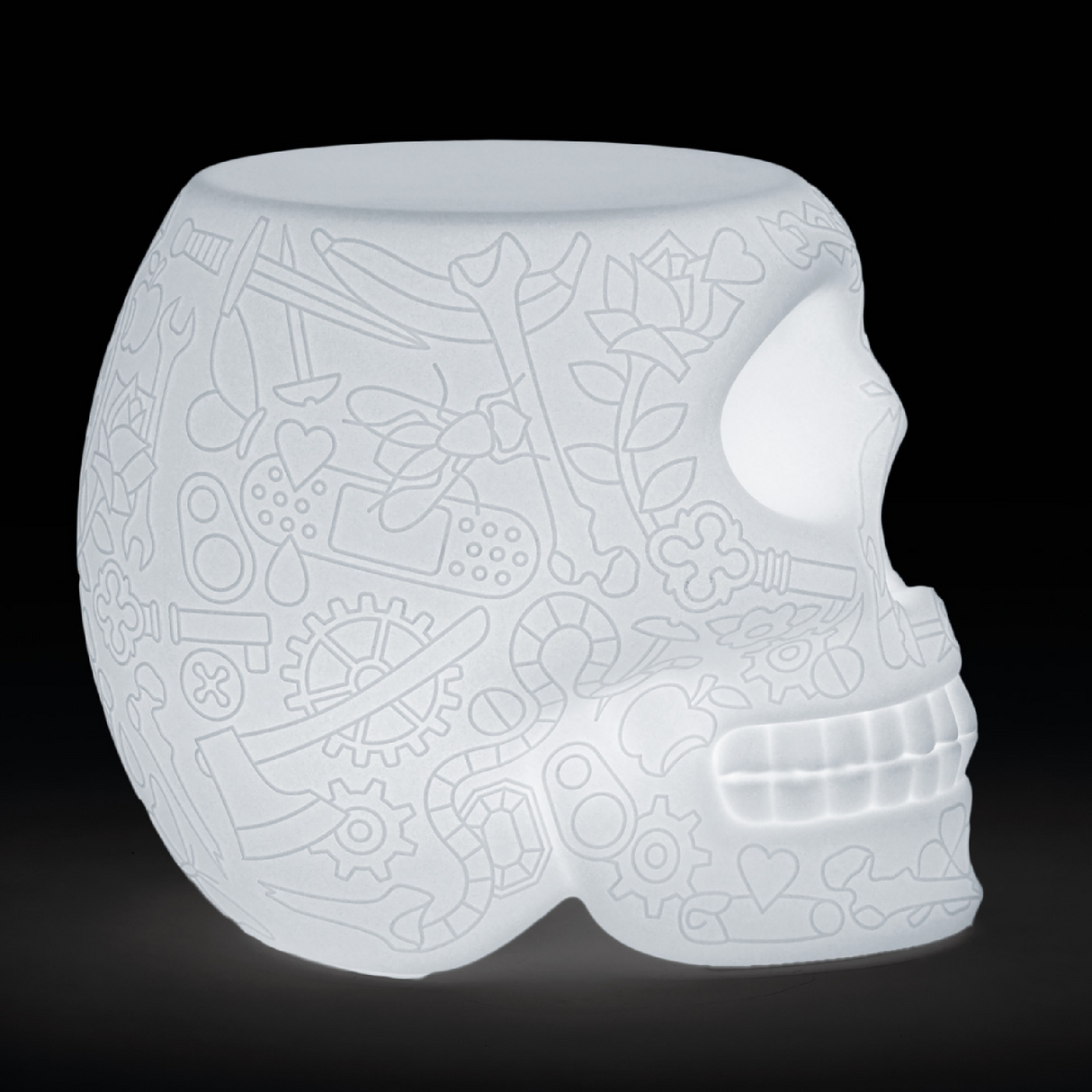 Skull Stool with Rechargeable LED Lamp | Qeeboo Mexico | OROA.com