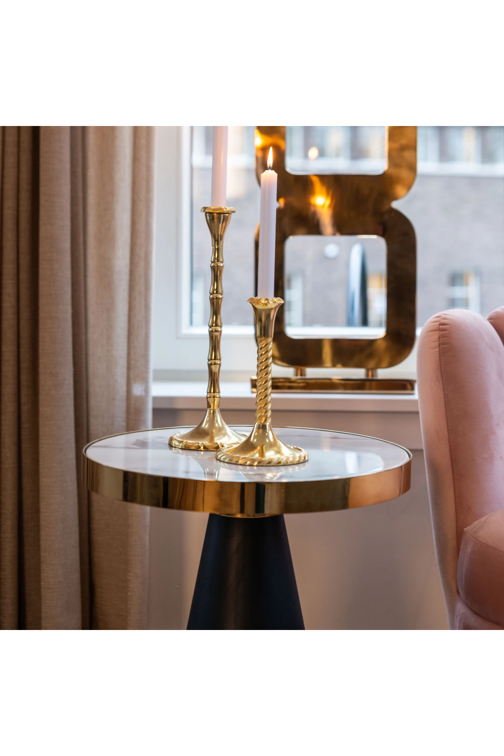 Round Marble Pedestal Side Table | Richmond Interiors Odin | OROA.com