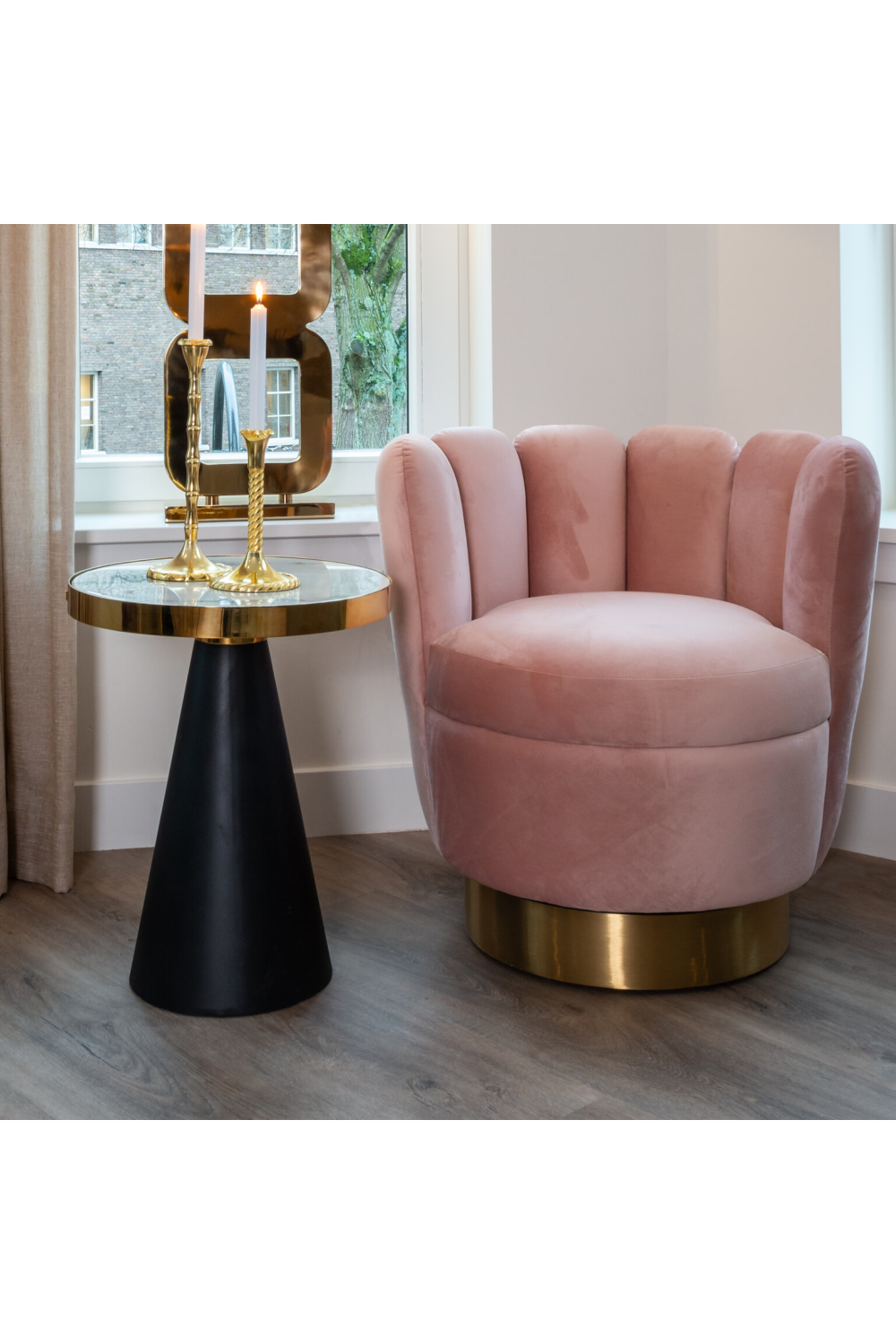 Round Marble Pedestal Side Table | Richmond Interiors Odin | OROA.com