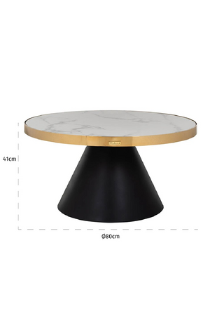 Gold Framed Marble Pedestal Coffee Table | Richmond Interiors Odin | OROA.com