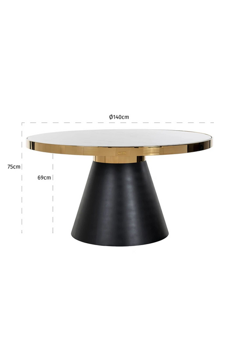 Gold Framed Marble Pedestal Dining Table | Richmond Interiors Odin | OROA.com
