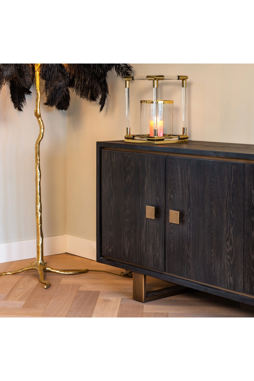 Black Oak Gold Accent Sideboard | OROA Hunter | OROA.com