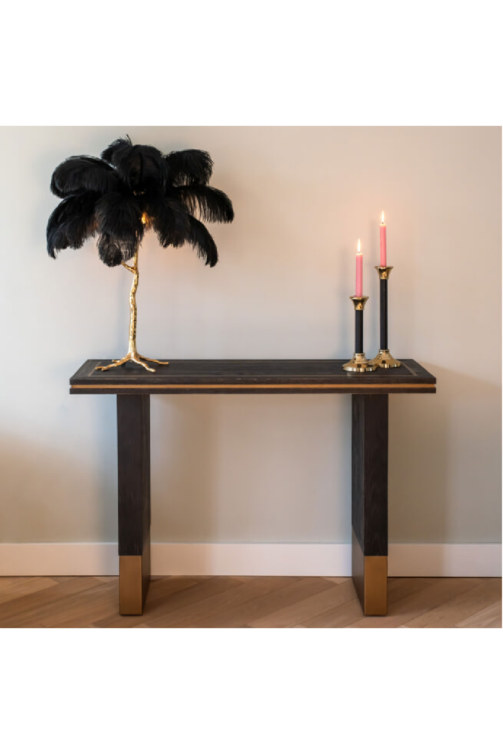 Black Oak Veneer Console Table | OROA Hunter | OROA.com