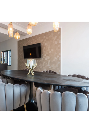 Oval Black Oak Pedestal Dining Table | Richmond Interiors Blax | OROA.com