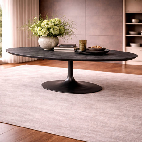  Oval Black Oak Pedestal Dining Table | Oroa.com