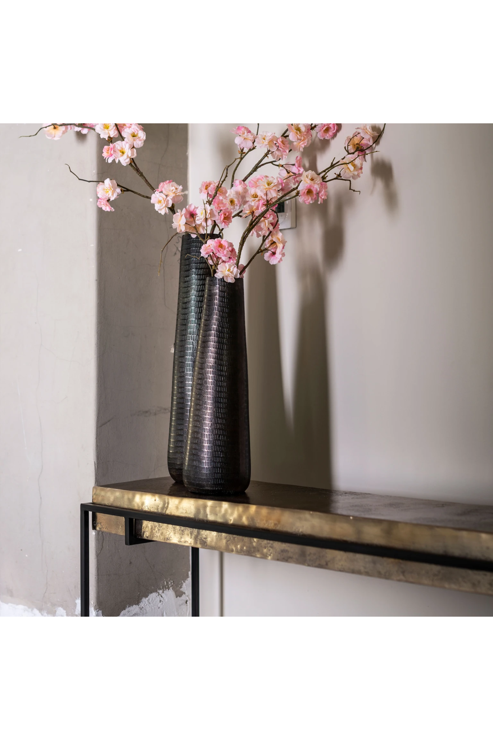 Champagne Gold Aluminum Console Table | OROA Calloway | Oroa.com