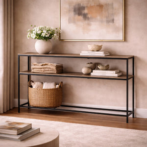   Champagne Gold Double Shelf Console Table | Oroa.com