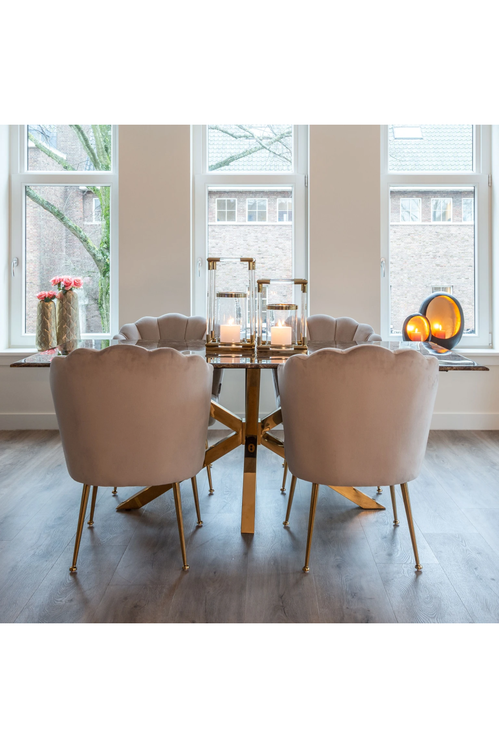 Gold Base Marble Dining Table | OROA Conrad | OROA.com