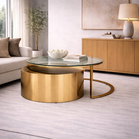   Round Golden Nesting Coffee Tables (2) | Oroa.com
