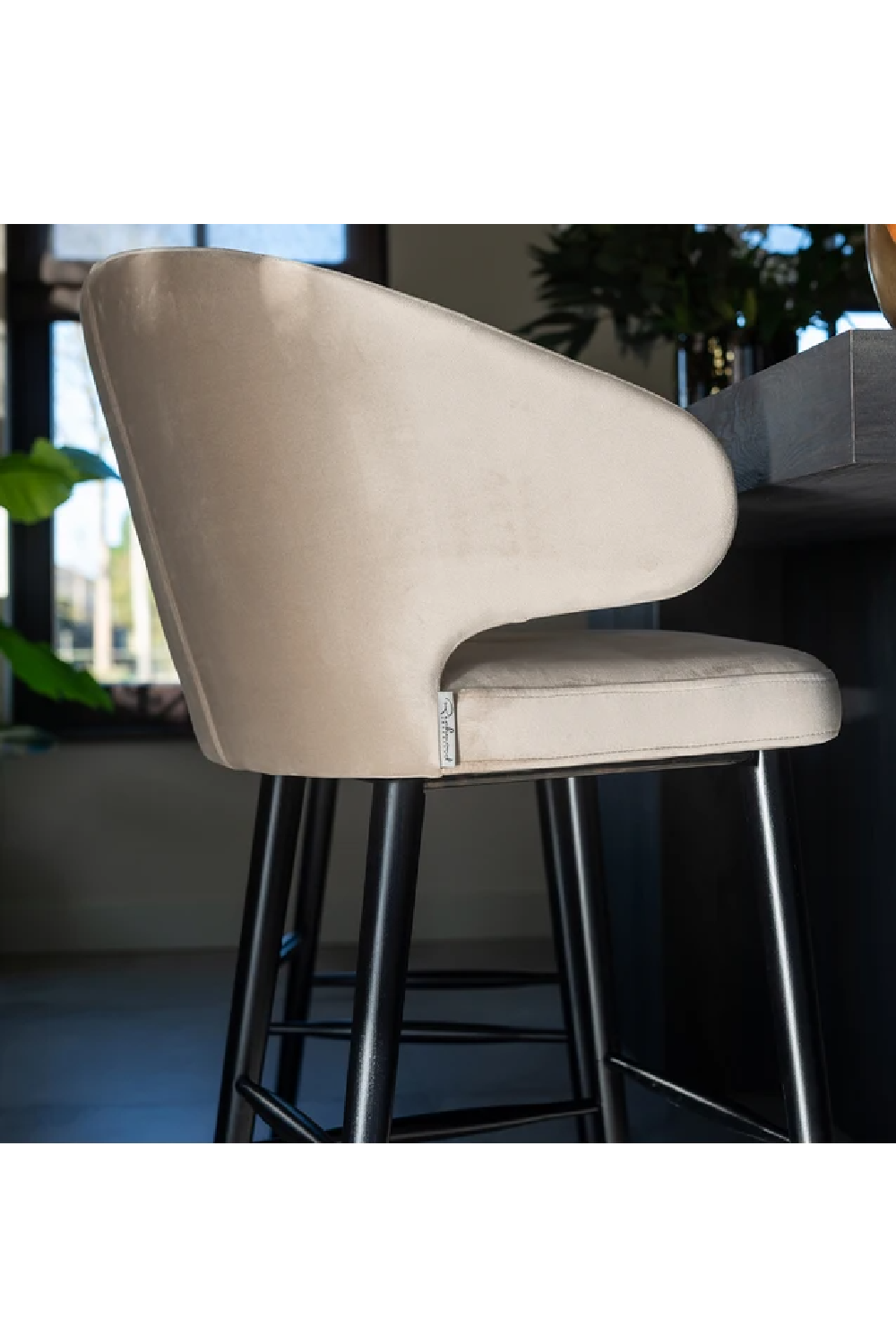 Modern Velvet Bar Stool | OROA Indigo | Oroa.com