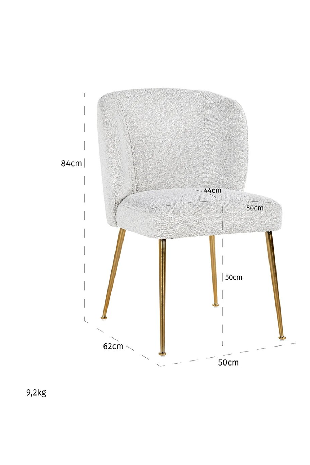 Brushed Gold Leg White Boucle Chair | OROA Cannon | OROA.com