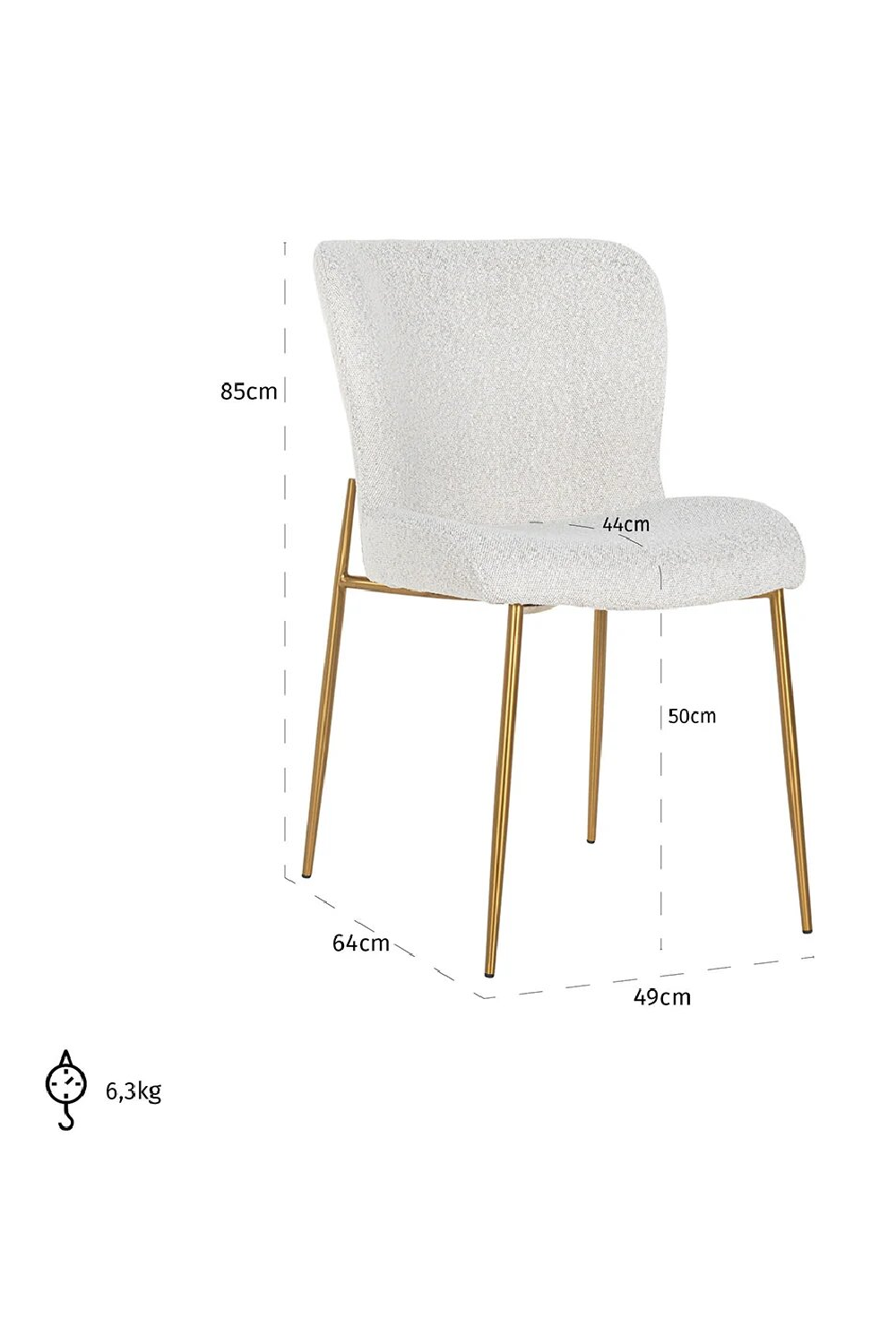 White Bouclé Contemporary Dining Chair | OROA Odessa | OROA.com