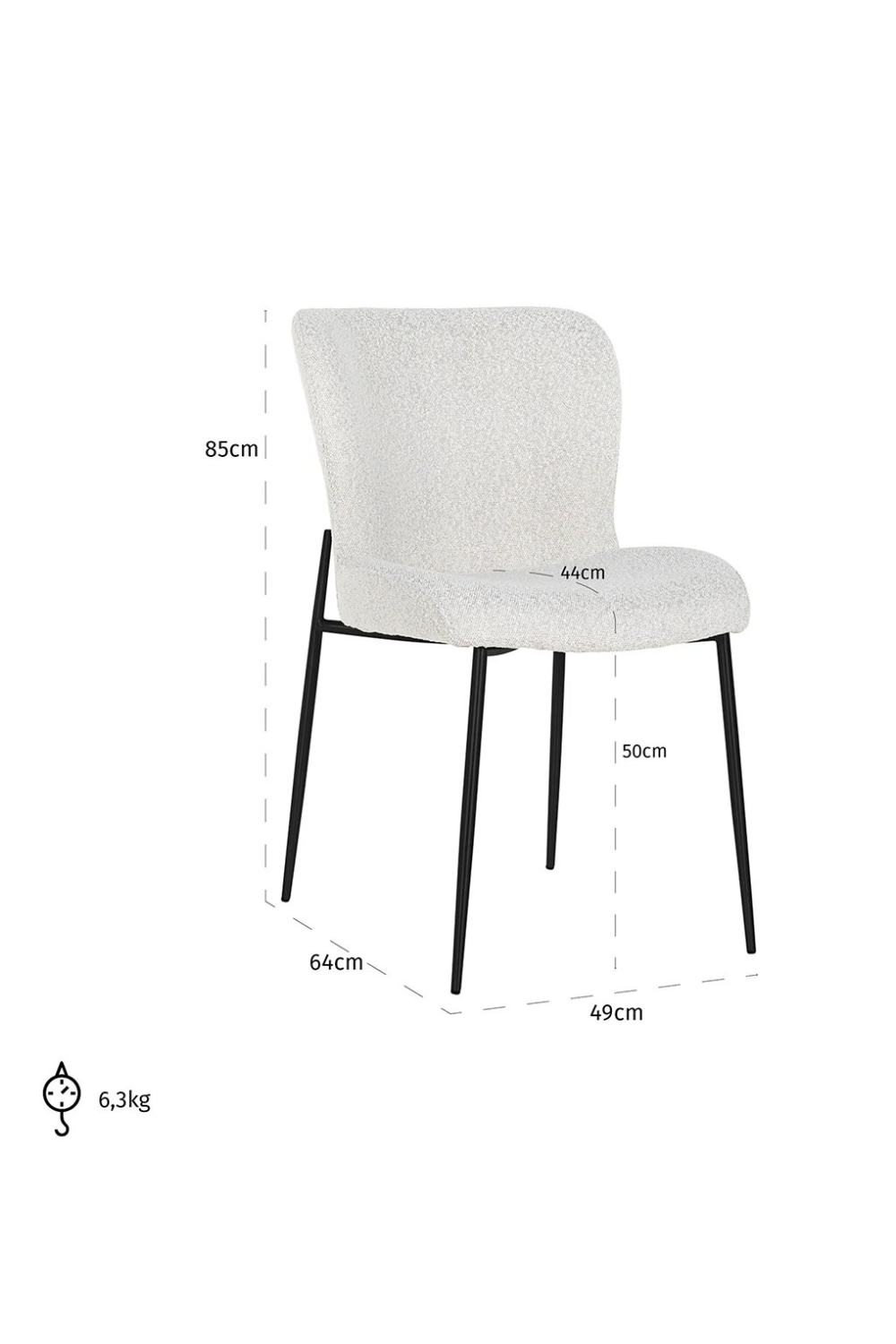 Minimalist White Bouclé Chair | OROA Darby | OROA.com