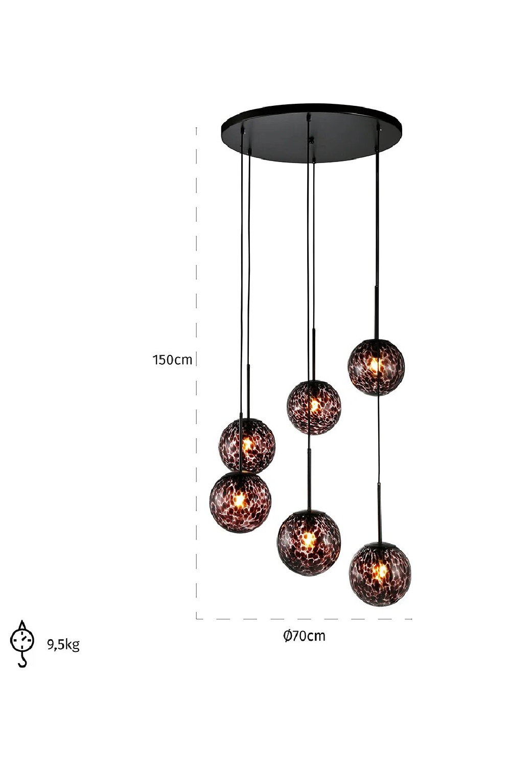 Six Glass Orb Hanging Lamp | OROA Kyana | OROA.com