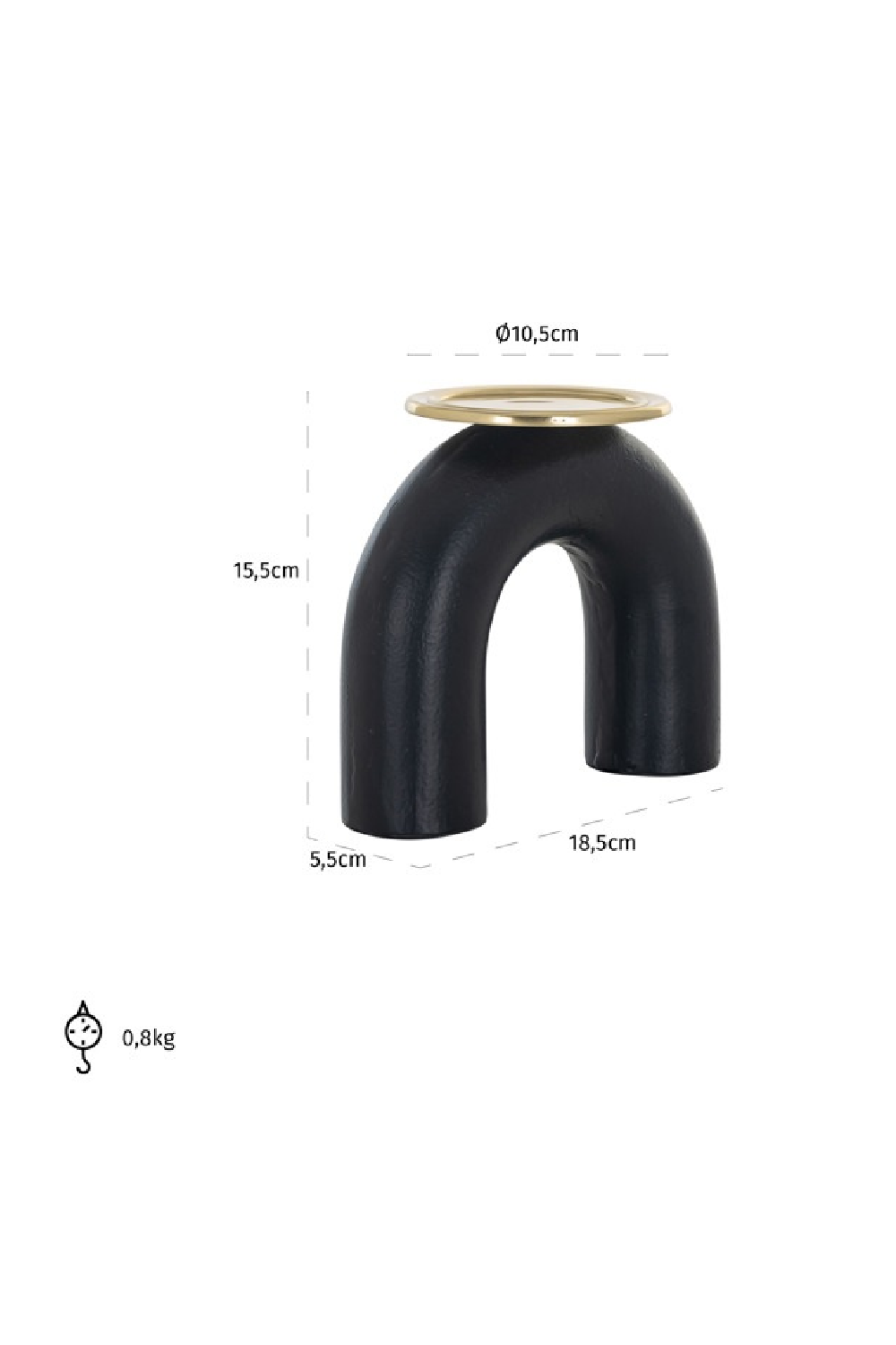 Black Arched Candle Holder L | OROA Femke | Oroa.com