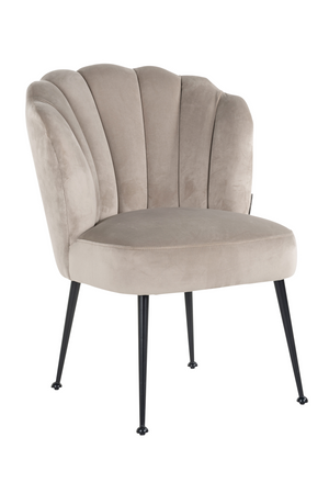 Scalloped Khaki Velvet Chair | OROA Pippa | Oroa.com