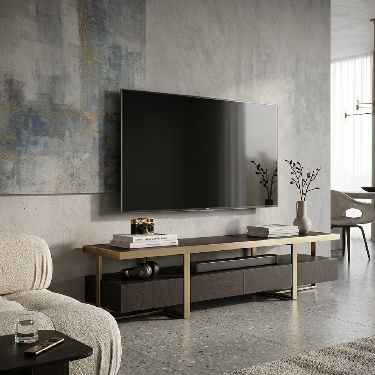   Black Oak Veneer TV Cabinet | Oroa.com
