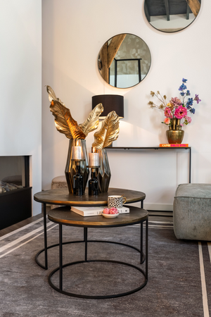 Round Gold Nested Coffee Tables (2) | Richmond Interiors Tulum | Oroa.com