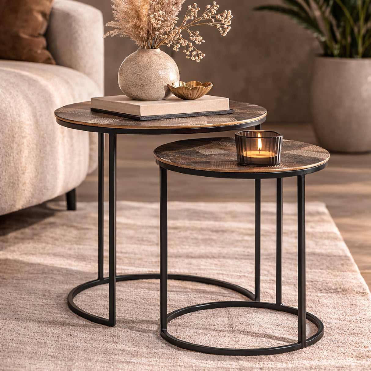   Round Gold Nested End Tables (2) | Oroa.com