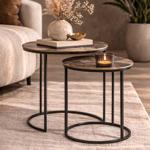   Round Gold Nested End Tables (2) | Oroa.com