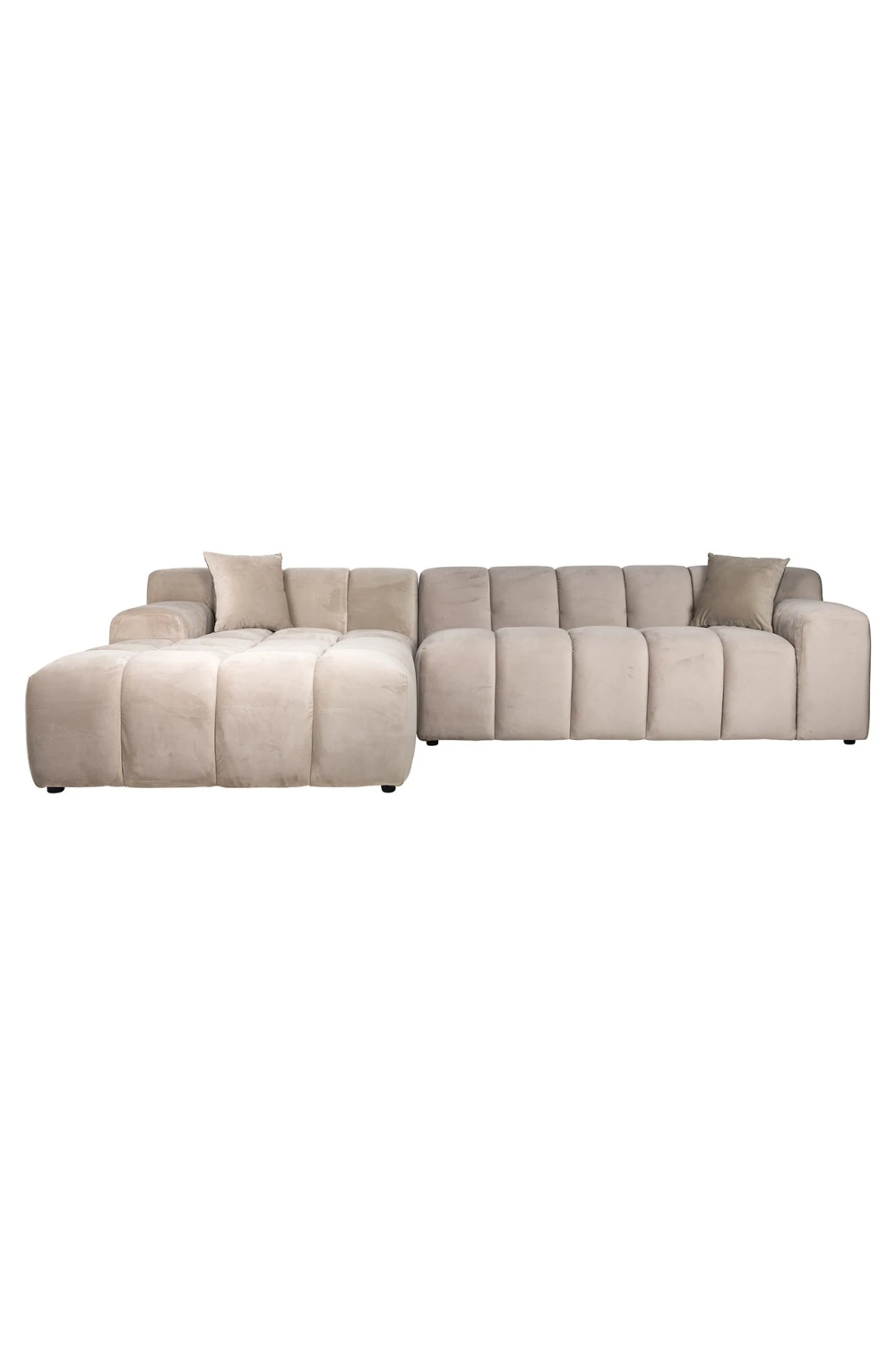 Khaki Velvet Channeled Sofa | OROA Cube | Oroa.com