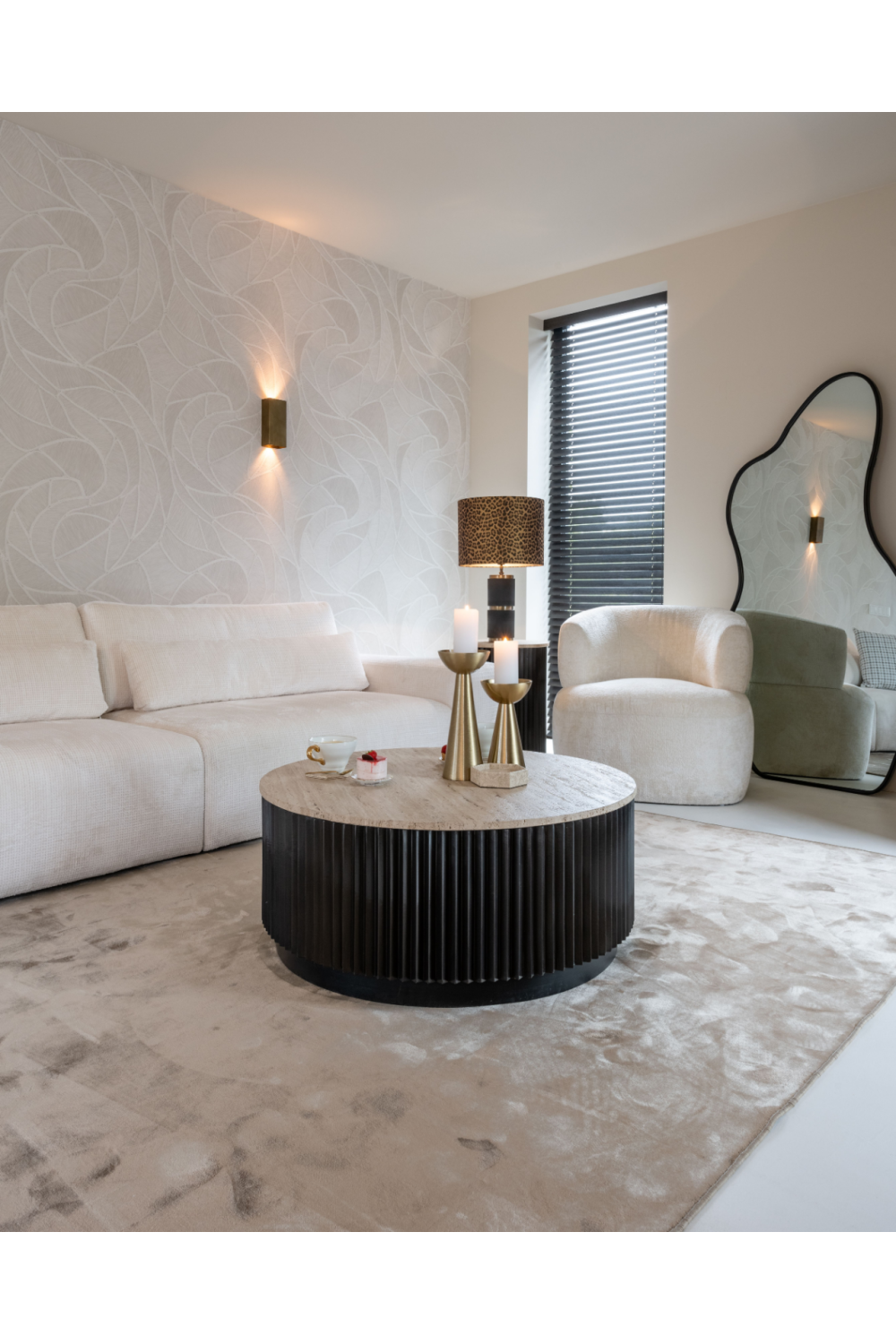 Round Travertine Coffee Table | Richmond Interiors Hampton | Oroa.com