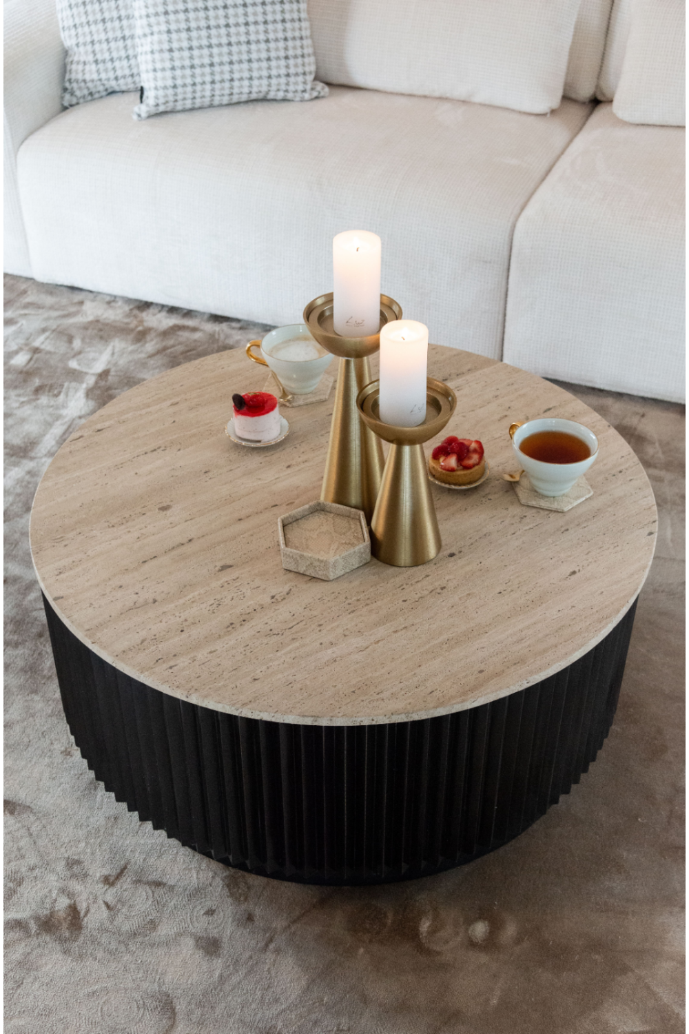 Round Travertine Coffee Table | OROA Hampton | Oroa.com