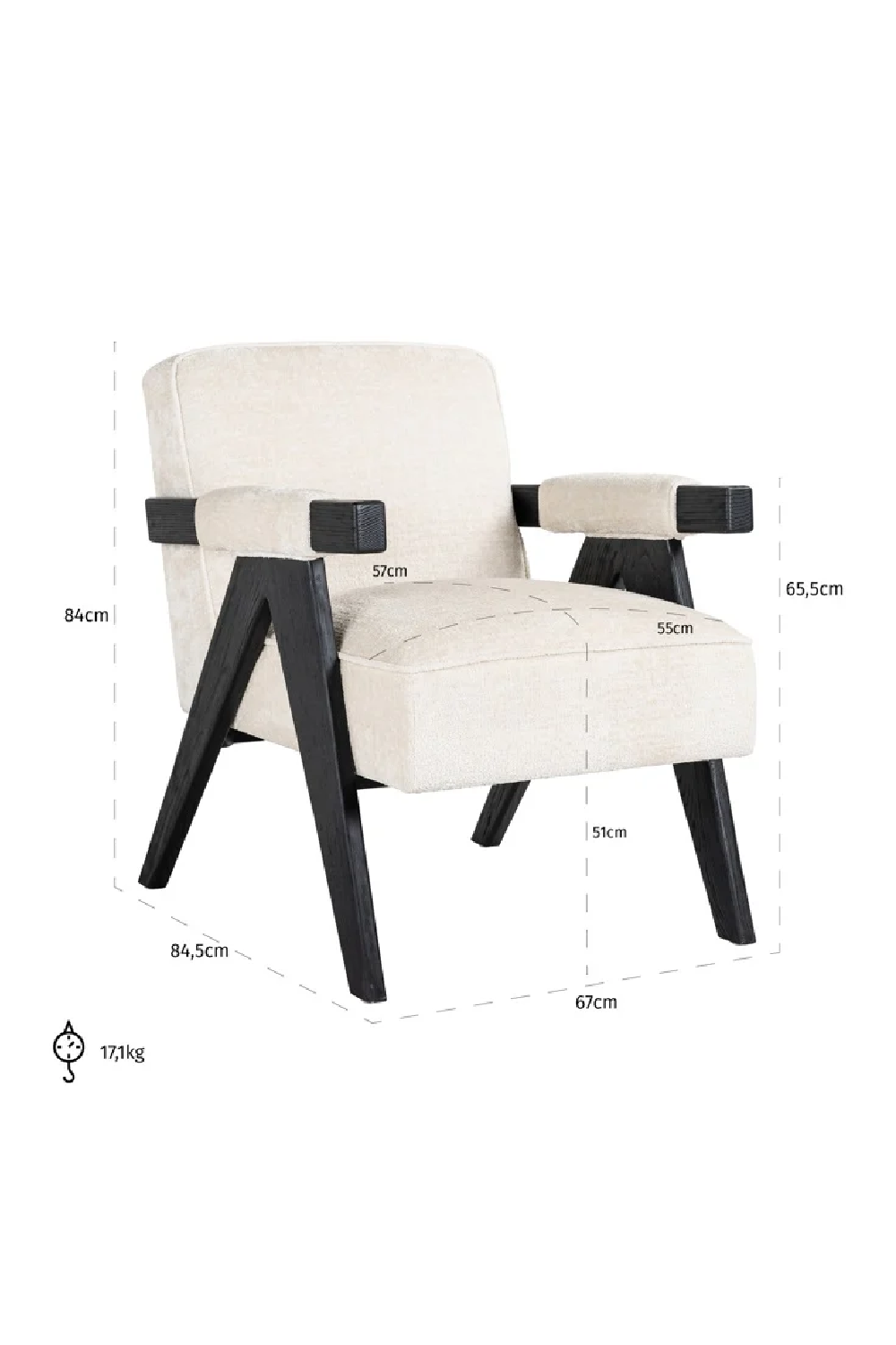 White Chenille Easy Chair | OROA Cooper | Oroa.com