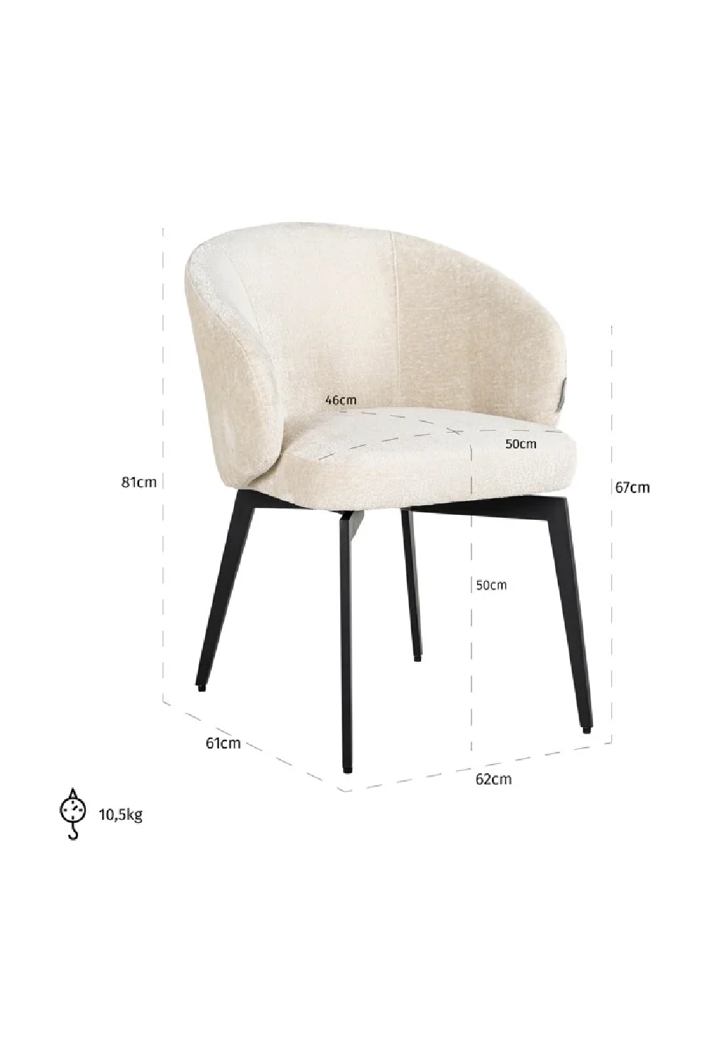 White Chenille Dining Chair | OROA Amphara | Oroa.com