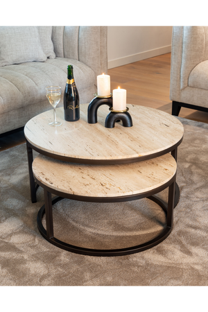 Round Travertine Nesting Coffee Tables (2) | Richmond Interiors Avalon | Oroa.com
