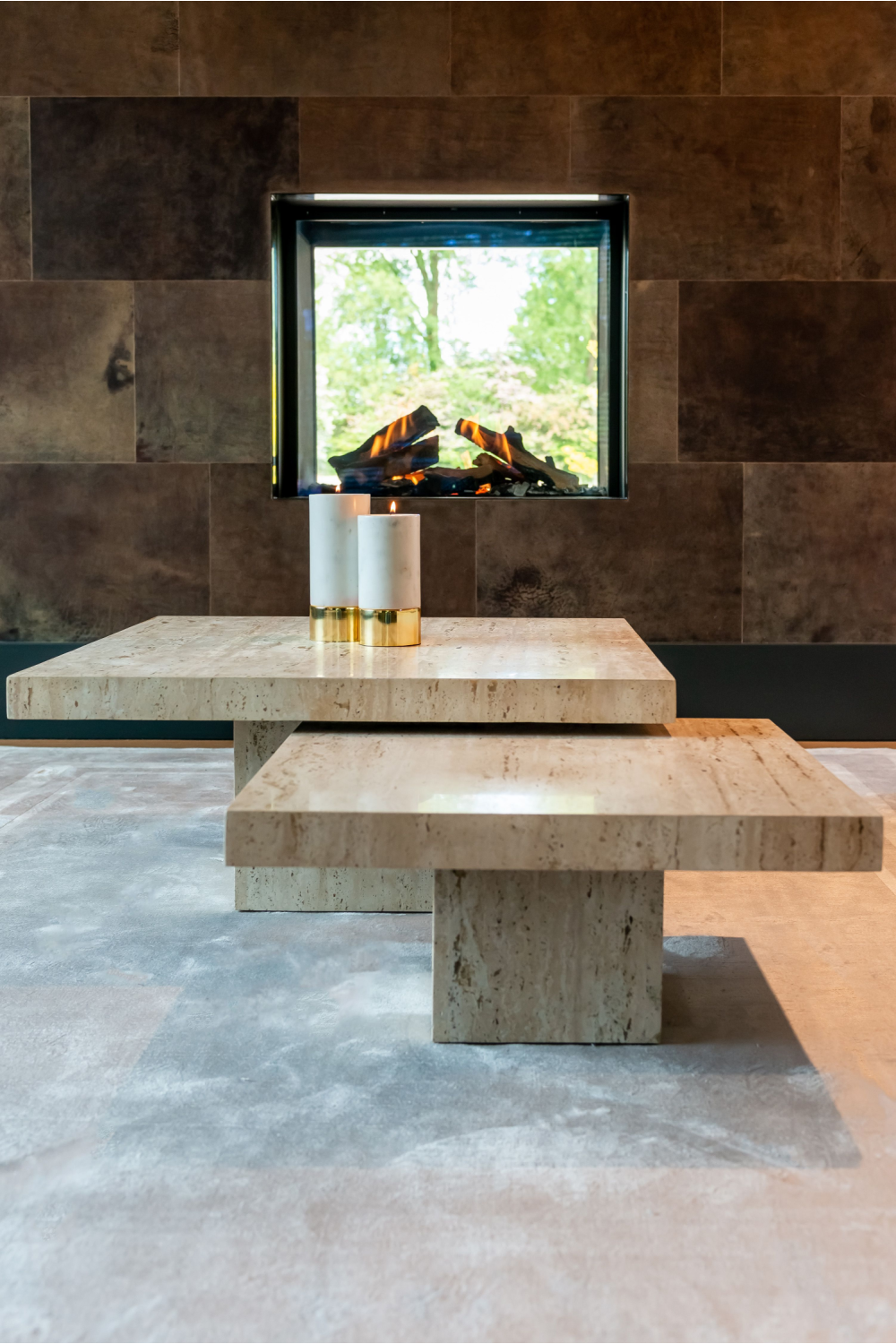 Square Travertine Coffee Table (2) | OROA La Cantera