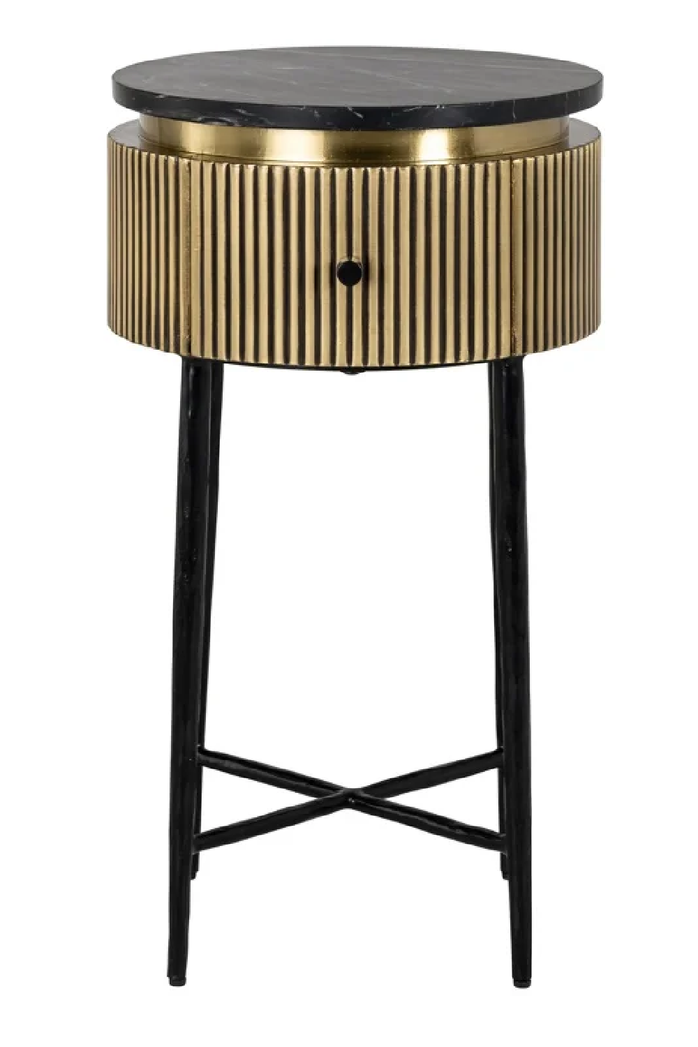 Round Marble 1-Drawer Side Table | Richmond Interiors Ironville | Oroa.com